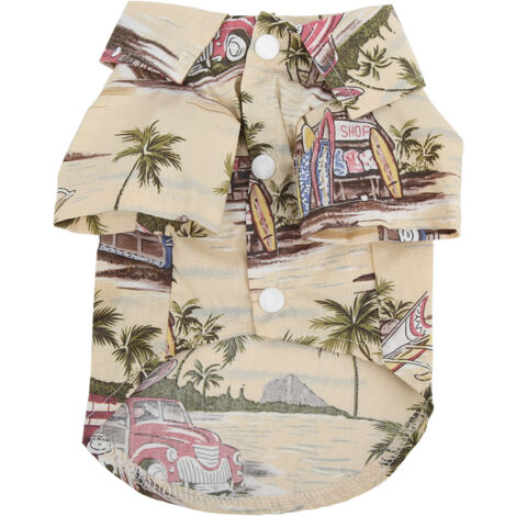 T-shirt d'été pour chien imprimé cocotier, vêtement frais pour animaux de compagnie, taille XL beige (1/5)