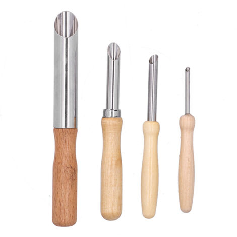4 pièces Emporte-pièces à Argile en Acier Inoxydable pour Poterie et Sculpture avec Manche en Bois (1/5)