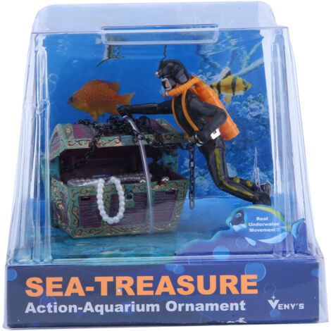 Décoration d'aquarium originale - Plongeur chercheur de trésors pour poissons (1/5)