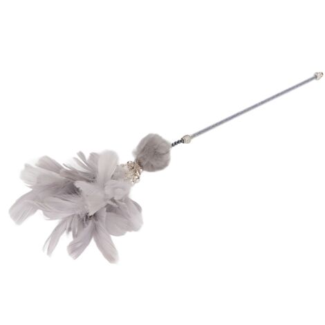 Bâton à Plumes avec Clochette - Jouet Interactif Résistant pour Chat, Canne à Pêche Amusante pour Chat Gris (1/5)