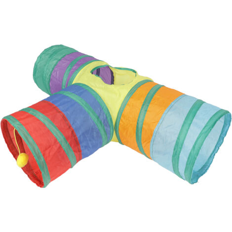 Tunnel pour Chat 3 Voies avec Balle Suspendue - Jouet pour Chats, Chiens et Lapins (1/5)