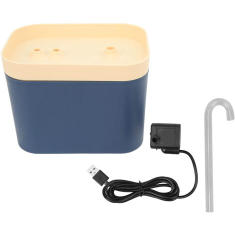 Fontaine à eau silencieuse 1,5L pour chat avec circulation automatique, design étanche et bec coudé en bleu profond (1/5)