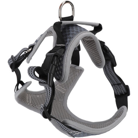 Harnais pour Chien Réfléchissant et Ajustable, Respirant et Sécurisé pour Promenade Nocturne et Activités Extérieures, Taille M Gris (1/5)