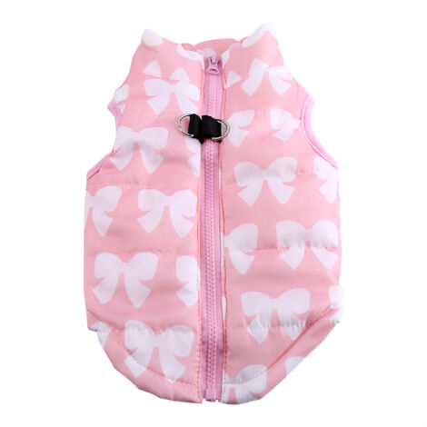 Veste d'hiver chaude pour chien en coton avec nœud papillon - Imperméable et douce (Rose Taille XS) (1/3)