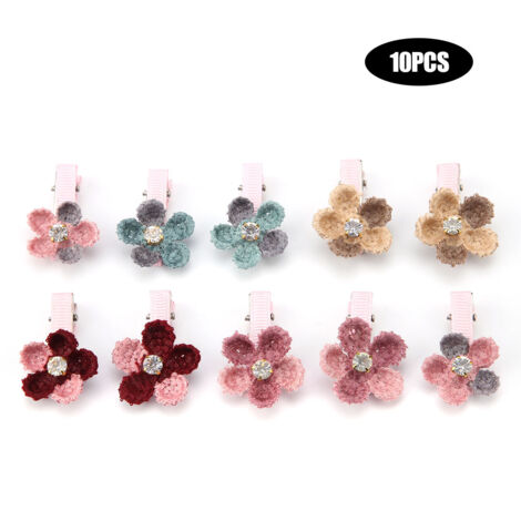 10 pièces d'accessoires capillaires pour animaux, barrettes florales pour toilettage de chiens et chats (1/5)