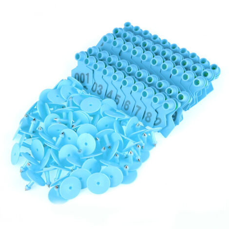 Étiquette d'oreille en plastique numérotée 1-100 pour bétail, chèvres, moutons, porcs - Bleu (1/5)