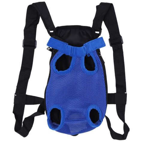 Sac de transport pour animaux à 5 trous, élégant et résistant, pour poitrine et dos (Bleu foncé S) (1/5)