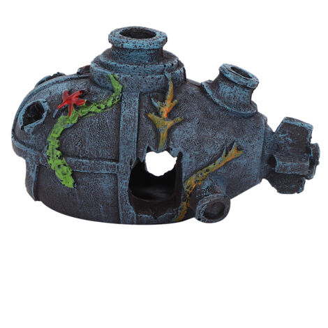 Grotte artificielle d'épave résine pour aquarium - Décoration paysage cachette poissons (1/5)