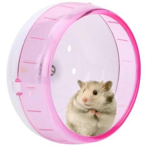 Roulette d'exercice silencieuse en plastique pour hamster, cochon d'Inde et chinchilla - Rose (1/5)