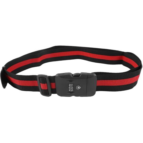 Sangle de voyage réglable pour valise avec cadenas TSA (Noir+Rouge) (1/5)