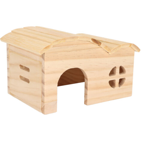 Maison en Bois pour Hamster Résistante aux Morsures, Cabane en Bambou sans Fond pour Hamsters, Ours Dorés et Petits Animaux (1/5)