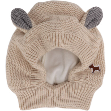 Bonnet de protection auditive pour chiens avec oreilles de lapin tricotées, chaud et confortable pour grands chiens, couleur beige (1/5)