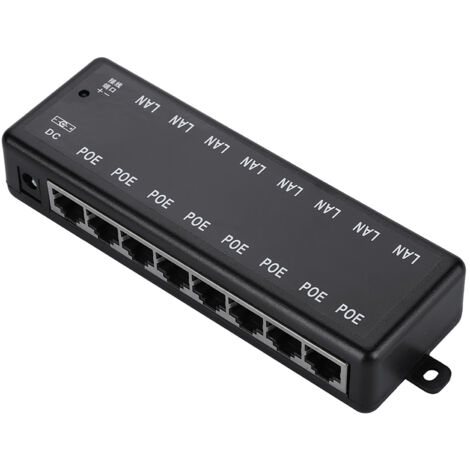 Injecteur PoE 8 Ports 12V‑48V, Alimentation Ethernet et Adaptateur Secteur