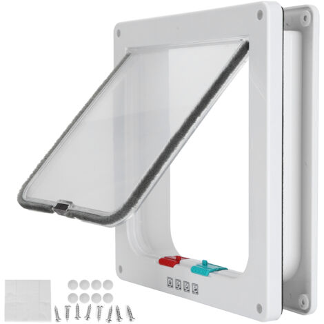 Sécurité Chat Porte Battante Plastique Petite Porte pour Animaux Domestiques Fournitures Maison Blanche M (1/5)
