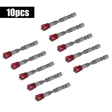 10 pièces embouts de vissage PH2 magnétiques 1/4 pouce pour tournevis électrique (Aimant rouge) (1/5)