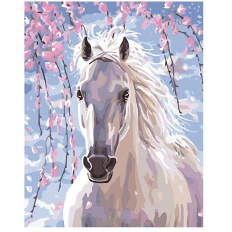 Tableau à Strass Cheval Série Animaux - Artisanat Déco Salon Chambre DIY 8627 (1/5)