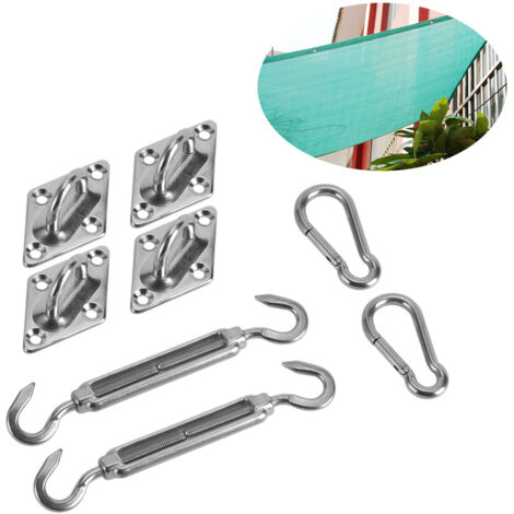 Kit d'accessoires en acier inoxydable argenté pour installation de voile d'ombrage, 8 pièces (1/5)