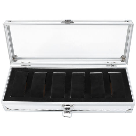 Boîte de Rangement 6 Cases en Aluminium pour Montres et Bijoux, Écrin Organisateur Rectangulaire (6 Compartiments) (1/5)