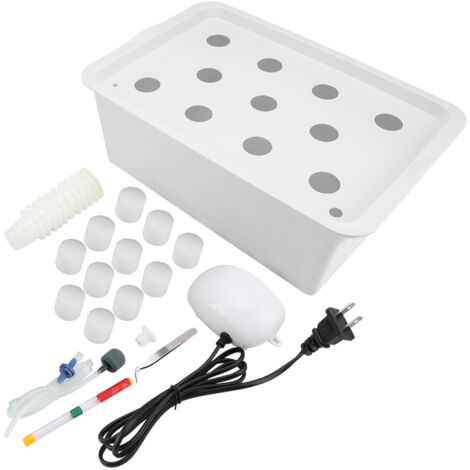 Système Hydroponique 11 Troux pour Culture Sans Sol - Bac de Culture pour Plantes et Fleurs - Alimentation 110V (Blanc, Prise US) (1/5)
