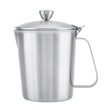 Pitcher à lait inoxydable pour mousseur à café avec couvercle et graduations (500ml) (1/5)