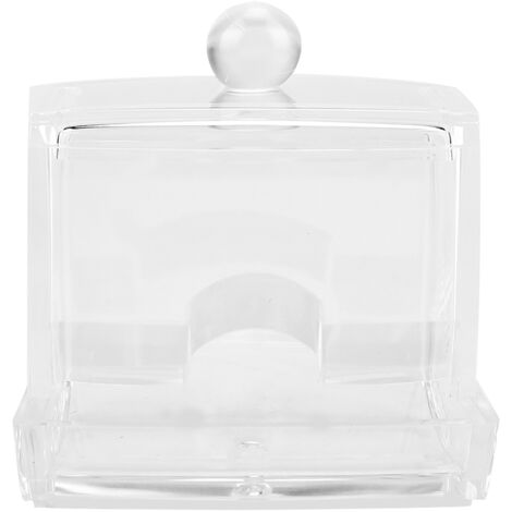 Boîte de Rangement Transparente pour Coton-Tige, Organisateur de Maquillage de Bureau (1/5)