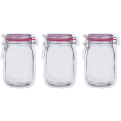 Sachet de Rangement Transparent Portable pour Snacks, Aliments Secs et Voyage (Rouge, Moyen) (1/4)