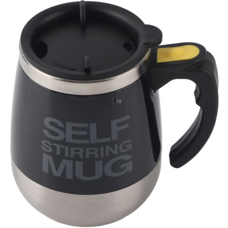 Tasse à café électrique portable en acier inoxydable avec agitation magnétique et mélange automatique - Noir (1/5)