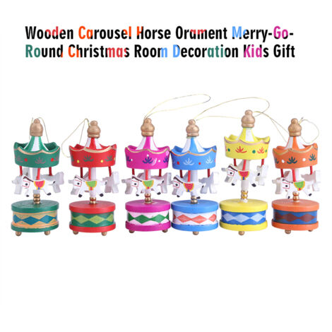 Cheval de Carrousel en Bois pour Décoration de Noël - Cadeau Enfant pour Arbre de Noël et Décoration de Chambre (1/4)