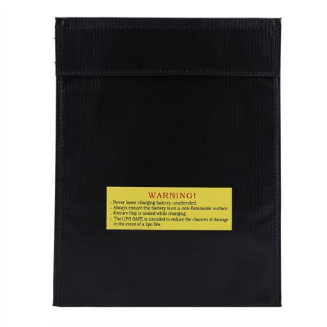 Sac de sécurité ignifuge pour batteries LiPo, portable, deux tailles, housse de charge (Noir L) (1/5)