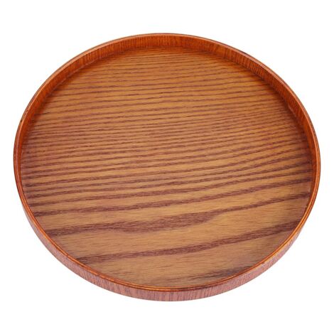 Plateau de service naturel en bois rond pour thé et nourriture, plat à boissons et mets, diamètre 24 cm (1/5)
