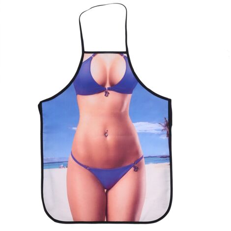 Tablier de cuisine drôle 3D imperméable pour hommes et femmes (Femme en bikini) (1/5)