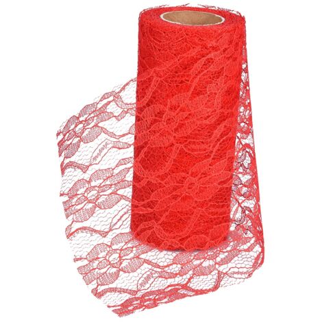 Nappe de Table Dentelle Florale 10m pour Mariage Décoration Fête (Rouge) (1/5)