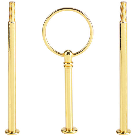 Support à gâteaux 3 étages doré rond avec poignée et plateaux pour fruits, accessoire de quincaillerie (1/3)