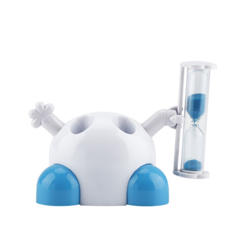 Porte-Brosse à Dents Enfant avec Sablier Minuterie de 3 Minutes pour Brossage (Bleu) (1/5)