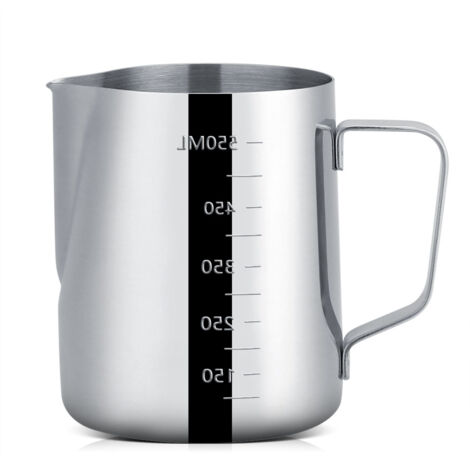 Pitcher à lait inox 600ml pour mousse à café avec graduation - Tasse à expresso et mugs (1/5)