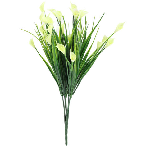 Fausse Fleur Lys Calla Artificielle en Plastique pour Décoration Maison Mariage (Blanc) (1/5)