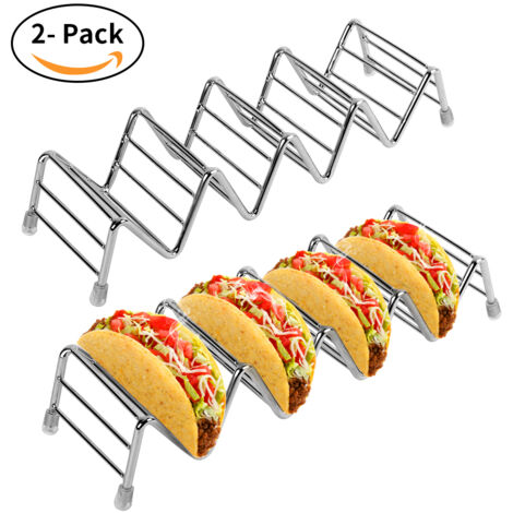 Support Taco en Acier Inoxydable, Lot de 2 Supports pour Tacos Durs ou Mous, Idéal pour Enfants (1/5)
