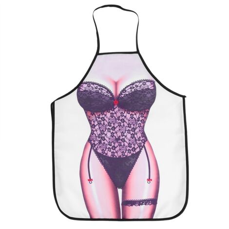 Tablier de Cuisine 3D Drôle pour Femme, Tablier Élégant Dentelle Noir Imperméable (1/5)