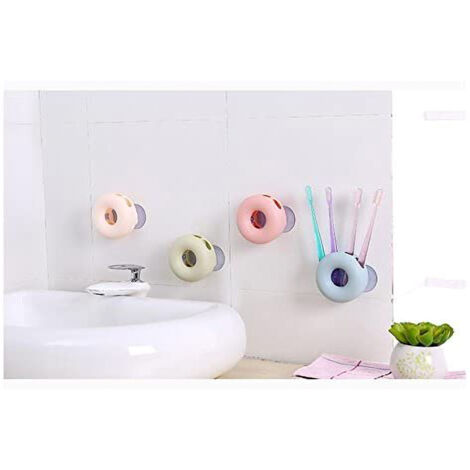 Porte-brosse à dents mural avec ventouses puissantes, 4 emplacements, rangement salle de bain (Beige) (1/5)
