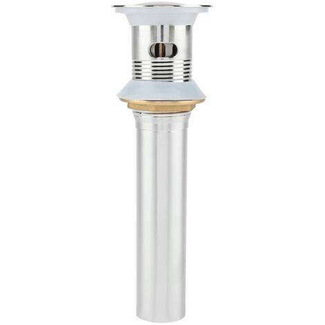 G1 1/4" Évier de Salle de Bain en Acier Inoxydable Chromé avec Débordement et Mécanisme de Vidage (1/5)