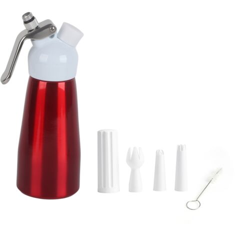 Dispenseur à Crème Chantilly Portable en Aluminium Rouge 250mL - Mousse et Beurre (1/5)