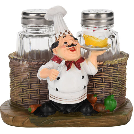 Statuette Chef Mignon Porte-Salière et Poivrière Décor Cuisine Artisanat Résine A (1/5)