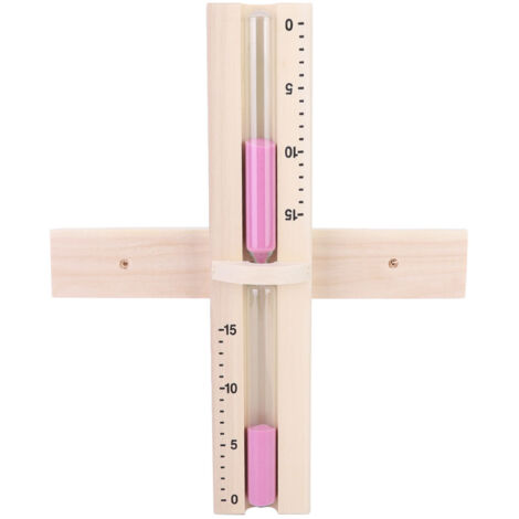 Sablier de Salle de Sauna 15 Minutes en Verre, Sable Rose, Montage Murale, Minuterie Décorative en Bois