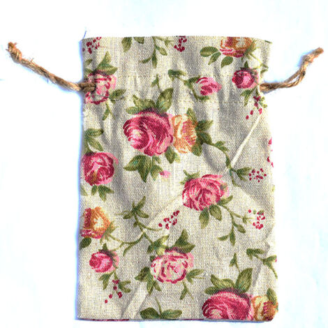 10 pièces Sacs en Lin Imprimé avec Cordon pour Bijoux et Accessoires (1/5)