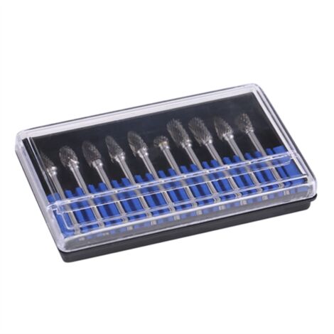 10 pièces Fraises Rotatives en Carbure de Tungstène, Tige 3mm, Diamètre de Coupe 6mm, Double Tranchant (1/5)