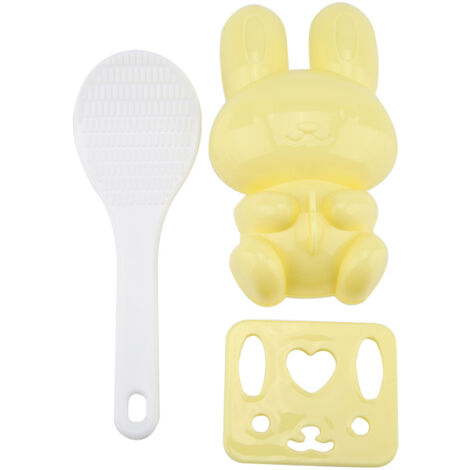 3 pièces Moule à Sushi Lapin en PP Alimentaire, Outil de Fabrication d'Onigiri DIY pour Cuisine Créative (Jaune) (1/5)