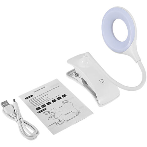 Lampe de bureau LED rechargeable à clip, lumière douce pour lecture et soin des yeux