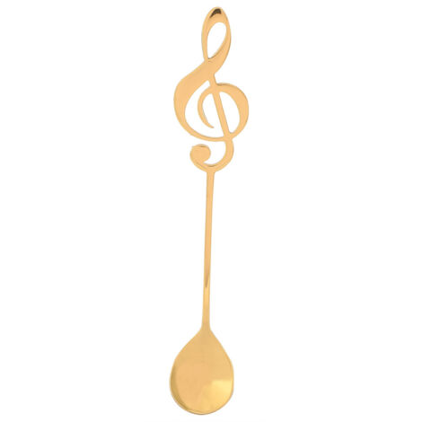 Cuillère à Dessert en Acier Inoxydable avec Note de Musique pour Café (Dorée) (1/5)