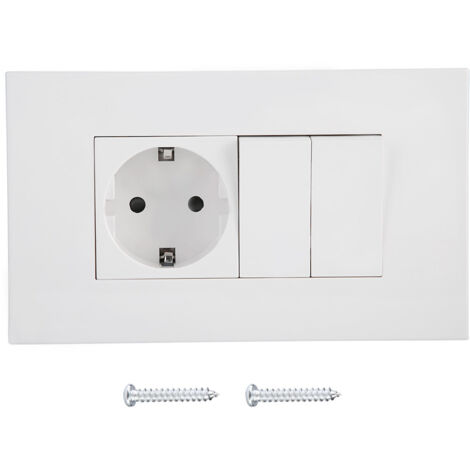 Prise Murale Simple avec Interrupteur Double et Adaptateur (Fiche GB) (1/5)