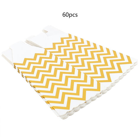 60 Sacs à Popcorn Rayés pour Anniversaire, Cinéma et Fêtes d'Enfants - Lot de 60 Boîtes Cadeau Style Rayures Vagues (1/5)